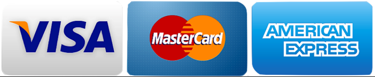 Credit Cards We Accept - Visa, Master Card, AMEX
